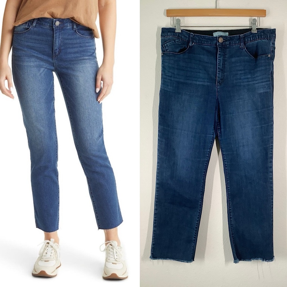 WIT & WISDOM Straight Leg Ankle Jeans 16 Slim Fit Fray Hem Ab Solution Festival